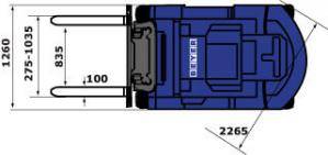 Abmessungsgrafik Vogelperspektive von 2,5 t Stapler aus der Vermietung