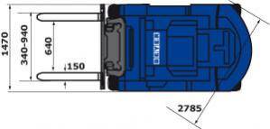 Abmessungsgrafik aus der Vogelperspektive von 5 t Industriestapler