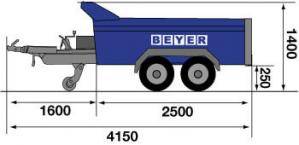 Grafik Seite Kippmuldenanhänger KMA 350 mit Abmaßen 