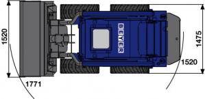 Kompaktlader mit 2230 kg Betriebsgewicht, Abmessung Vogelperspektive