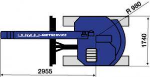 Abmessungsgrafik Vogelperspektive von Raupenkran RC 93.3 MD