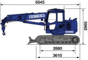 Abmessungsgrafik Seite Kran RC 167.6 D K