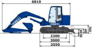 Seitliche Abmessungen von Kurzheckbagger KB 850 K von BEYER-Mietservice
