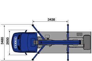 Abmessungsgrafik aus der Vogelperspektive von LKW-Hubsteiger LB 162 T Hybrid