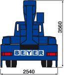 Heck-Abmessungsgrafik von LKW-Steiger LB 330 mit 33 m Arbeitshöhe