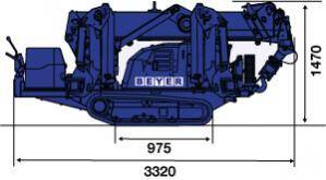 Grafik Seitenansicht in Transportzustand mit Längen und Höhenmaß Minikran MC 87.3 D/E II 