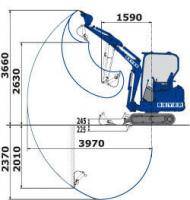 Diagramm von BEYER Minibagger MB 200 mit 2 t Betriebsgewicht