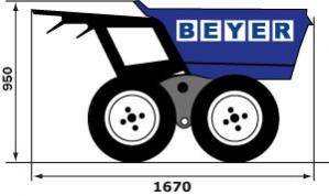 Seitliche Abmessungen von BEYER Minidumper MD 365