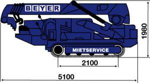 Abmessungsgrafik Darstellung Länge + Höhe Minikran MC 168.4 D/E K II