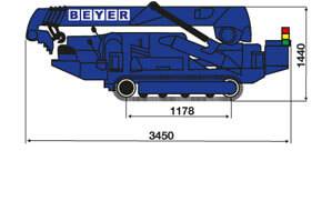 Seitliche Abmessungsgrafik von Minikran MC 87.3