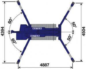 Abmessungsgrafik Mobilkran MC 127.3 bei maximaler Abstützposition