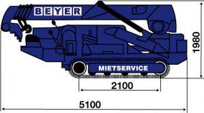 Seitliche Abmessungsgrafik von Montagekran MC 168.4