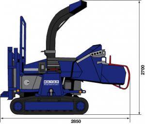 Seitliche Abmessungen von Motorhäcksler aus der BEYER-Vermietung