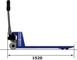 Abmessungsgrafik von Palettenhubwagen aus der BEYER-Vermietung