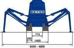 Heck-Abmessungsgrafik von BEYER Raupenbühne mit 30 m Arbeitshöhe