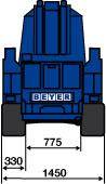 Abmessungsgrafik von 30 m Raupenarbeitsbühne von BEYER