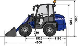 Abmessungsgrafik von Radlader RL 35 mit Leichtgutschaufel