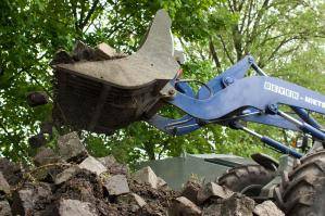 Radlader Arbeit RL 100 Siebschaufel