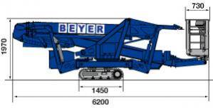 Seitliche Abmessungen von 23 m Raupenarbeitsbühne von BEYER