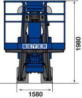 Front-Abmessungsgrafik von BEYER Raupenbühne RAB 252