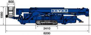 Seitliche Abmessung von BEYER Raupenhebebühne mit 40 m Arbeitshöhe