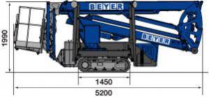 Abmessungsgrafik von 18 m Raupenarbeitsbühne aus der Vermietung