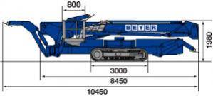 Seitliche Abmessungsgrafik von 50 m Raupenarbeitsbühne