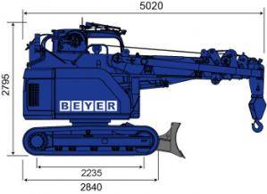 Abmessungsgrafik Teleskopkran RC 164.5 D K II mit 16,35 m Hebehöhe