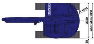 Abmessungsgrafik Vogelperspektive von Raupenkran RC 164.5