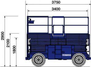 Abmessungsgrafik Scherenbühne SB 145 SDC