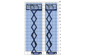 Diagramm von Elektro-Scherenbühne SB 158 ELDI aus dem BEYER-Verleih
