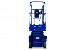 Elektro-Scherenarbeitsbühne SB 76 E von hinten abgebildet