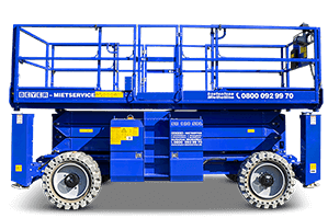 Scherenbühne SB 120 SDL mit Longdeck von rechter Seite abgebildet