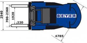 Abmessungen von BEYER-Schwerlaststapler mit 16 t Tragkraft