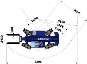 Draufsicht im Diagramm vom Schwerlast-Teleskopstapler STS 10-120
