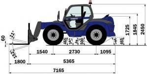Seitenansicht von Schwerlast-Teleskoparmstapler STS 860 im Diagramm