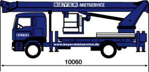 LKW-Arbeitsbühne Seitenansicht im Diagramm