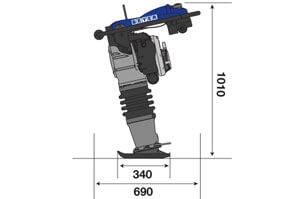 Seitliche Abmessungsgrafik von Stampfer BS 18 kN - 66 kg