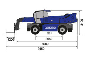 Seitliche Abmessungsgrafik von Teleskopstapler TSR 2660