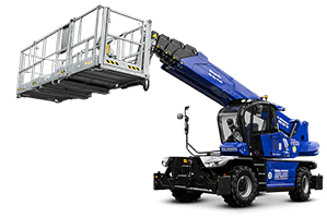 Teleskopstapler TSR 3060 II mit angehobenem Teleskoparm und 1000 kg Korb