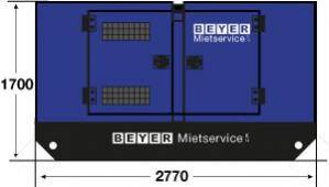 Grafik Transportmaße Stromerzeuger auf Kufen 100 kVA