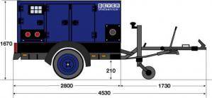 Baustromgenerator SE 48 F in der Seitenansicht im Diagramm