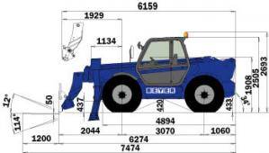 Abmessungsgrafik von starrem Telelader TSS 1840 mit 4 t Tragkraft