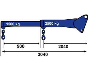 Teleskopierbarer Lasthaken 2,5t - Maße
