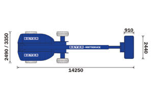 Abmessungsgrafik Teleskopbühne TB 204 KD Draufsicht