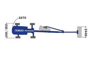 Abmessungsgrafik aus der Vogelperspektive von BEYER Teleskopbühne 48 m