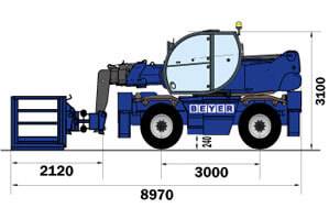 Teleskoplader TSR 1840 mit Arbeitskorb 500kg - Abmessungsgrafik