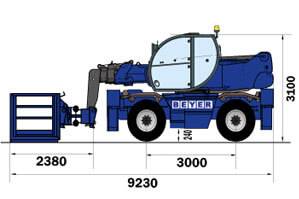Teleskoplader TSR1840 mit Arbeitskorb 1000kg seitliche Abmessungen