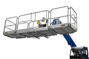 Teleskoplader mit Arbeitskorb 1000 kg ausgeklappt Detailaufnahme