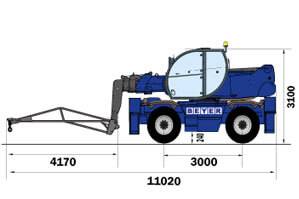 Technische Zeichnung von Teleskopstapler TSR 1840 mit Gittermastaufbau
